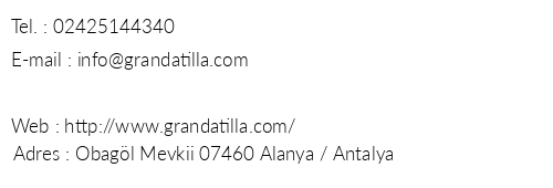Grand Atilla Otel telefon numaraları, faks, e-mail, posta adresi ve iletişim bilgileri